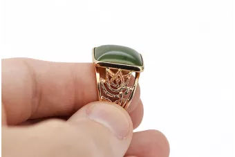 Sovětský 14k 585 Zlatý ruský kruh růžového zlata s jantarem Vrab004