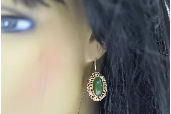 Pendientes de ámbar antiguo de oro ruso rosa rusa