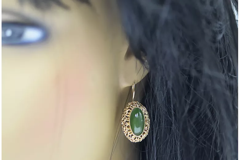 Boucles d’oreilles en or soviétique vintage antique ambrée rose russe