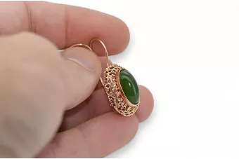 Pendientes de ámbar antiguo de oro ruso rosa rusa