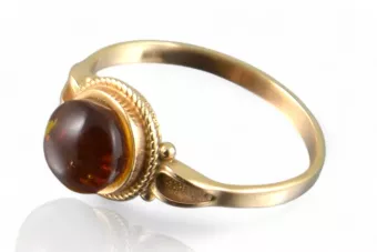 Vintage rose 14k 585 gold amber ring vrab044