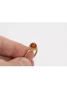 Russian rose Soviet pink USSR red 585 583 gold amber ring vrab044