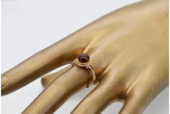 خاتم من الذهب الوردي الروسي عيار 14 قيراط 585 مع كهرمان vrab044