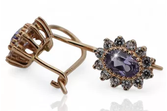 Rose pink 14 gold 585 Alexandrite earrings cec026r Russian Soviet Vintage style