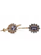 Boucles d'oreilles en alexandrite rose 14 carats or 585 cec026r style vintage soviétique russe