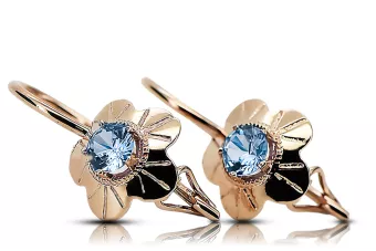 Earrings Aquamarine Original Vintage 14K Rose Gold Vintage Jewlery vec028r