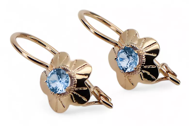 Earrings Aquamarine Original Vintage 14K Rose Gold Vintage Jewlery vec028r