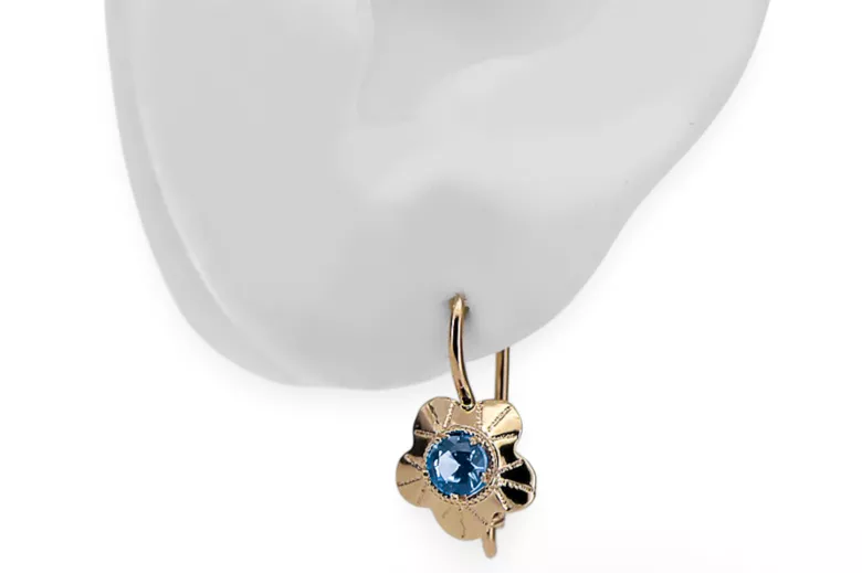 Cercei Acvamarin Original vintage din aur roz de 14k Vintage vec028r
