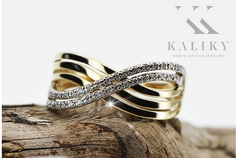 Російська рада Рожева рожева 14k 585 золота старовинне кільце Vrn001