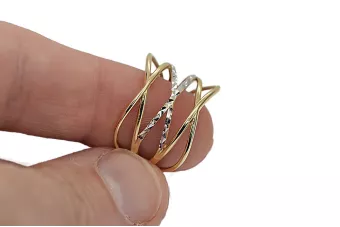 Russischer sowjetischer rosafarbener 14-karätiger 585-Gold-Vintage-Ring vrn001