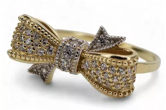 Yellow 14k 585 gold Fantazy zircon lady bow ring crc018yw
