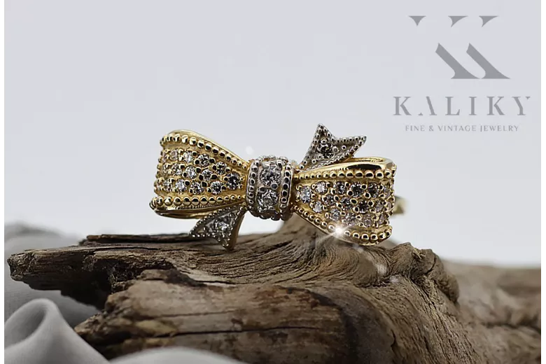 Russischer sowjetischer rosafarbener 14-karätiger 585-Gold-Vintage-Ring vrn001