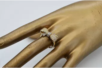 Rusijos sovietinė rožinė rožinė 14k 585 aukso derliaus žiedas vrn001