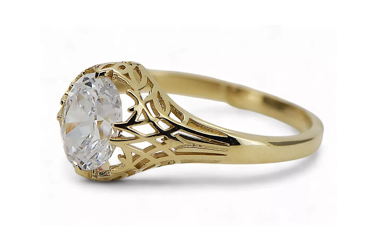 Russischer sowjetischer rosafarbener 14-karätiger 585-Gold-Vintage-Ring vrn001