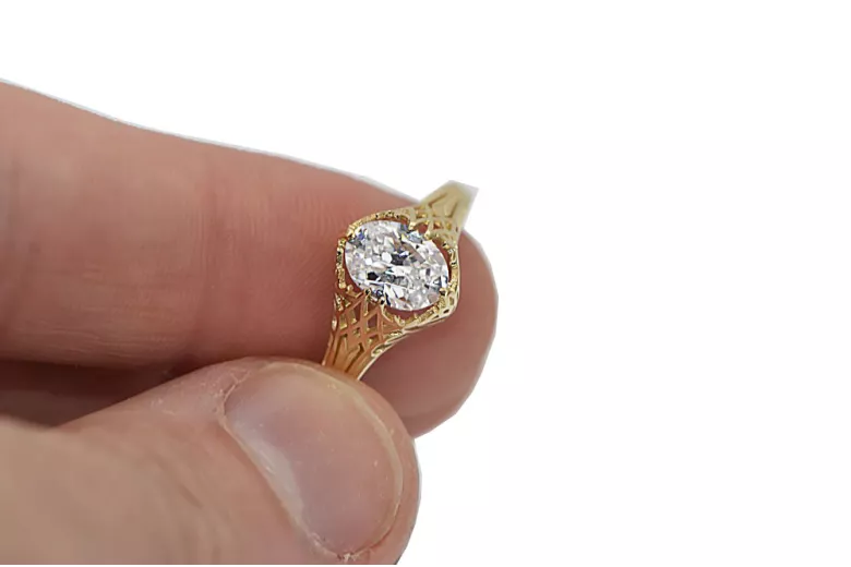 Rose soviétique russe rose 14k 585 bague vintage en or vrn001