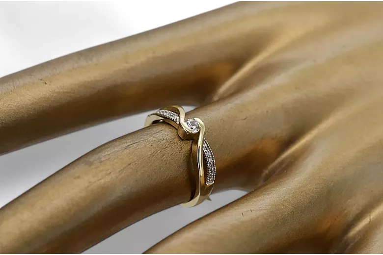 Russischer sowjetischer rosafarbener 14-karätiger 585-Gold-Vintage-Ring vrn001