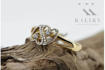 Rusijos sovietinė rožinė rožinė 14k 585 aukso derliaus žiedas vrn001