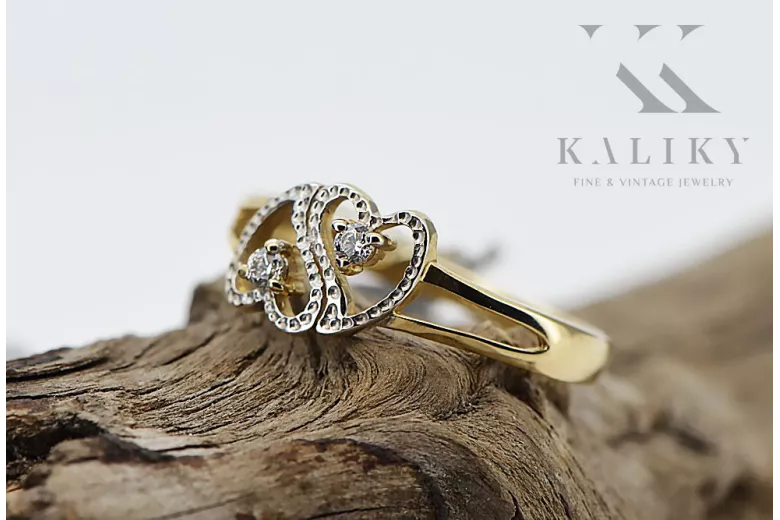 Rose soviétique russe rose 14k 585 bague vintage en or vrn001
