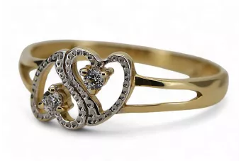 Yellow 14k 585 gold Fantazy zircon lady heart ring crc022yw