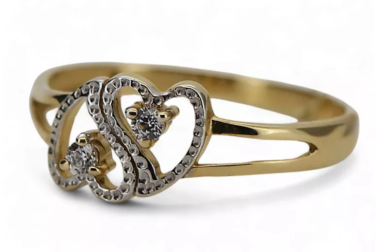 Russischer sowjetischer rosafarbener 14-karätiger 585-Gold-Vintage-Ring vrn001