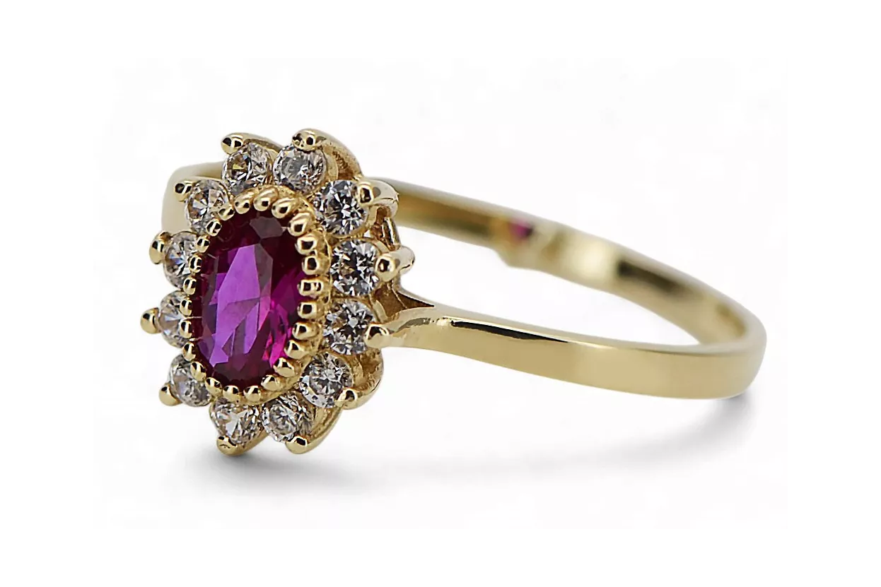 Russischer sowjetischer rosafarbener 14-karätiger 585-Gold-Vintage-Ring vrn001