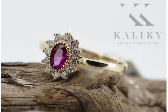 Rusijos sovietinė rožinė rožinė 14k 585 aukso derliaus žiedas vrn001