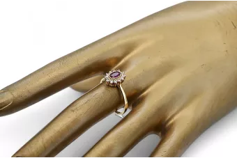 Российская советская роза розовый 14k 585 золотая старинное кольцо VRN001