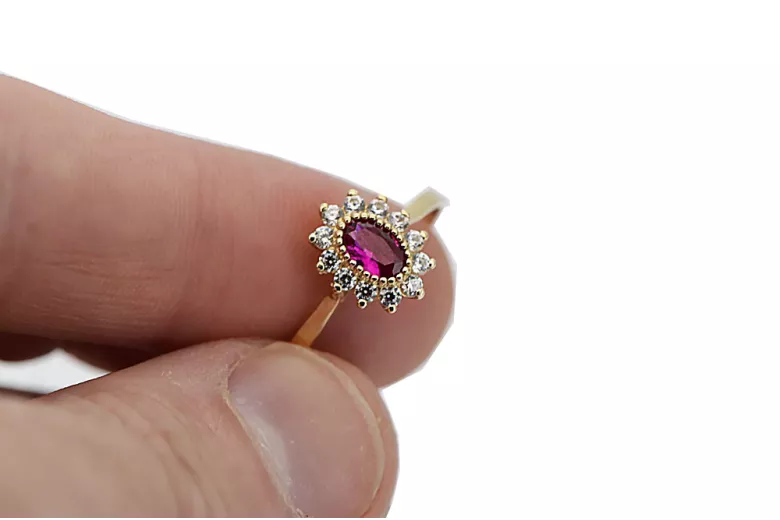 Rose soviétique russe rose 14k 585 bague vintage en or vrn001