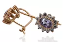 Rosarote 14 Gold 585 Alexandrit Ohrringe cec026r Russischer Sowjetischer Vintage Stil