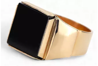 Men's signet ring in red rose 14k 585 gold with onyx vsc003r Vintage Russian Soviet style