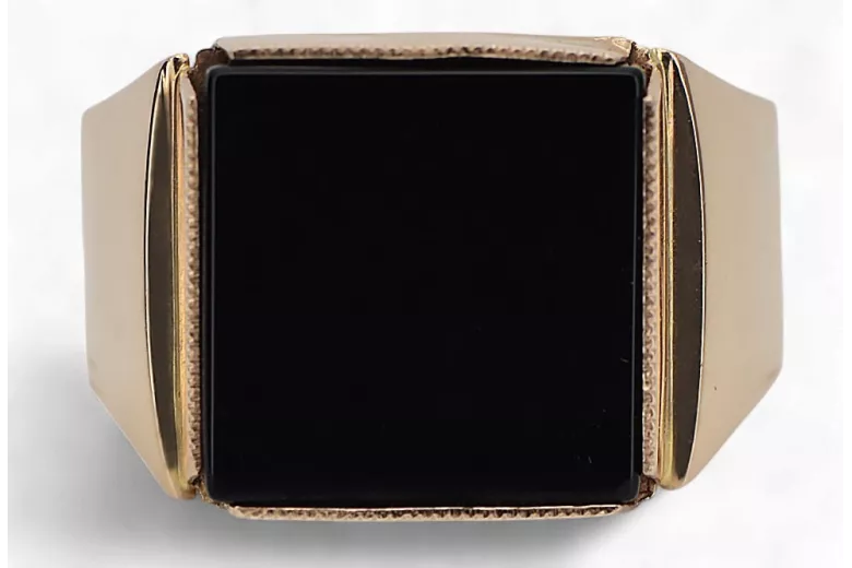 Rose Rose Soviético Vintage Antiguo Joyería de oro Anillo de Onyx Anillo Joyería