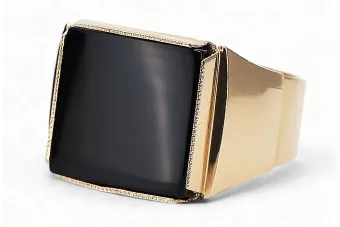 Russische Rose Sowjetische Weinlese Antique Gold Schmuck Mann Onyx Ring Signet Schmuck