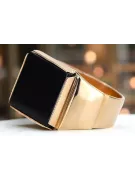 Russian rose Soviet Vintage Antique gold jewelry man's Onyx ring signet jewelry