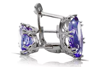 Pendientes de plata 925 alexandrita VEC021S Ruso Soviético Vintage Estilo