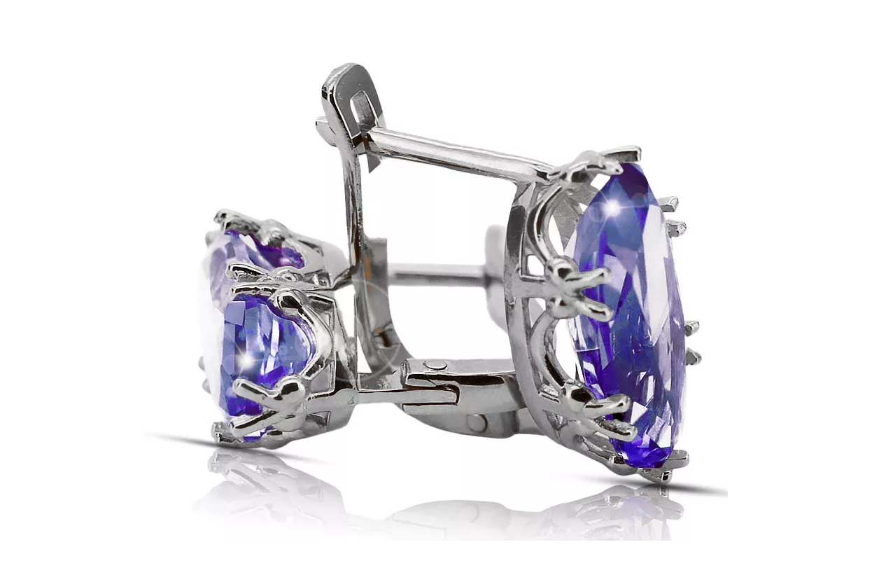 Silver 925 Alexandrite обеци VEC021s Руски съветски реколта стил Silver 925 Alexandrite обеци VEC021s Руски съветски реколта стил