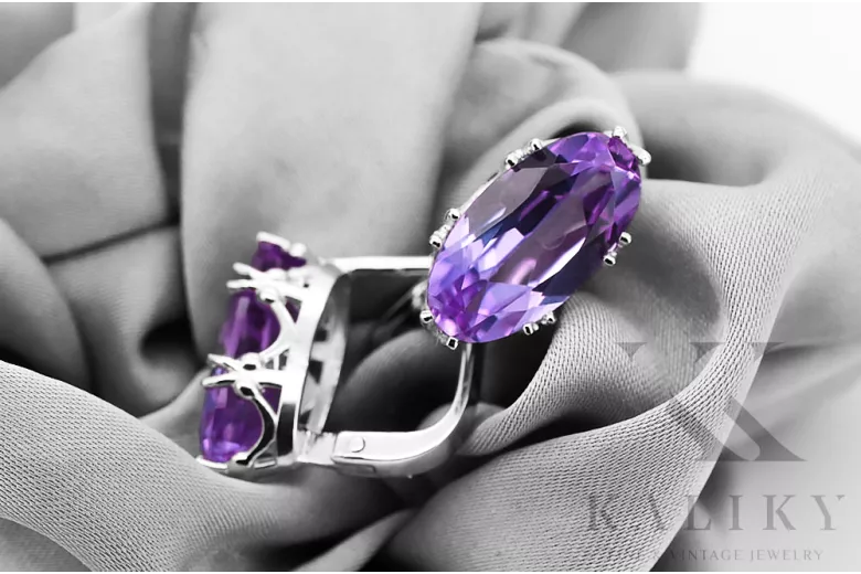 Silber 925 Alexandrite-Ohrringe Vec021s Russischer sowjetischer Vintage-Stil