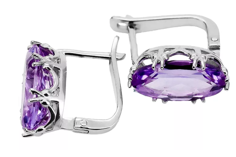 Silver 925 Alexandrite earrings vec021s Russian Soviet Vintage style