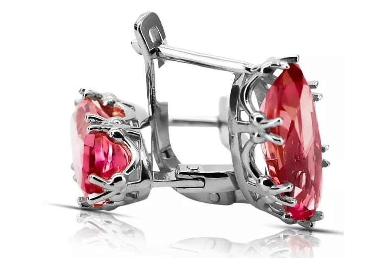 Ohrringe Rubinrot Sterling Silber 925 Vintage Schmuck vec021s
