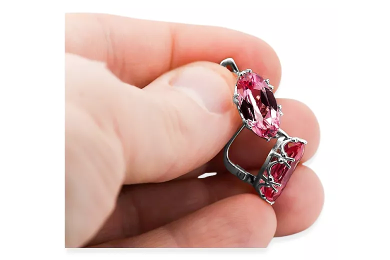 Ohrringe Rubinrot Sterling Silber 925 Vintage Schmuck vec021s