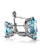 Vintage craft Earrings Aquamarine Sterling silver 925 vec021s