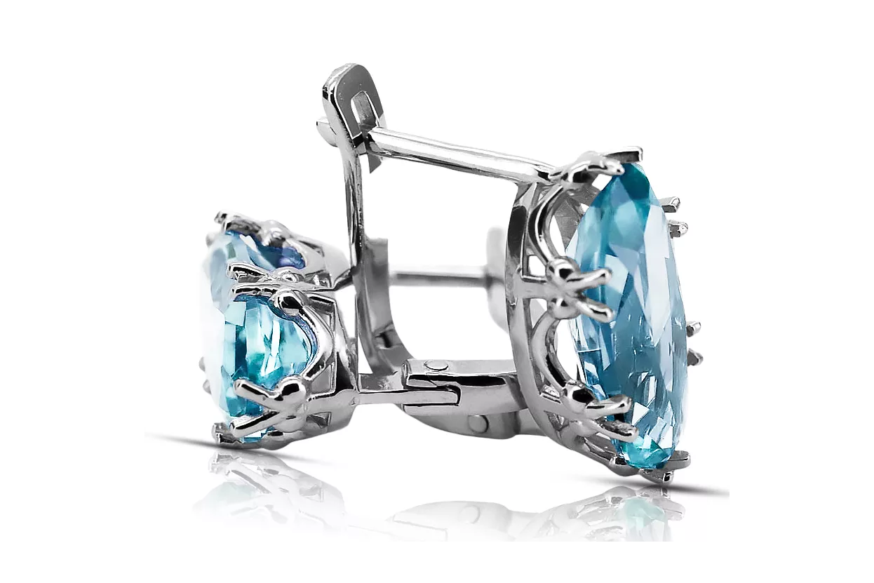 Vintage craft Earrings Aquamarine Sterling silver 925 vec021s