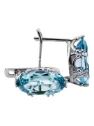 Argent sterling 925 Aigue-marine Des boucles d'oreilles Artisanat vintage vec021s