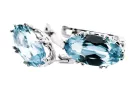 Argent sterling 925 Aigue-marine Des boucles d'oreilles Artisanat vintage vec021s