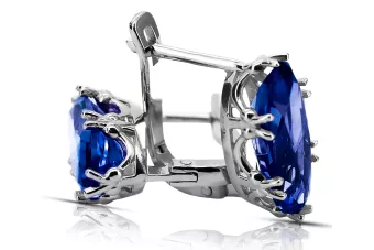 Vintage craft Earrings Sapphire Sterling silver 925 vec021s