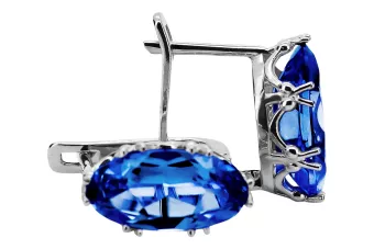 Vintage craft Earrings Sapphire Sterling silver 925 vec021s
