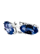 Vintage craft Earrings Sapphire Sterling silver 925 vec021s