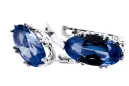Vintage craft Earrings Sapphire Sterling silver 925 vec021s