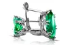 Sterling silver 925 Emerald Earrings Vintage Jewlery vec021s