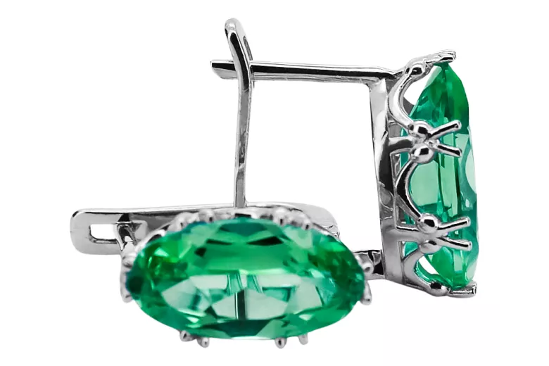 Sterling silver 925 Emerald Earrings Vintage Jewlery vec021s