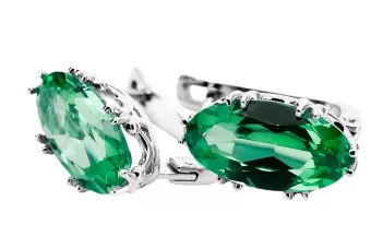 Des boucles d'oreilles Artisanat vintage Émeraude Argent sterling 925 vec021s